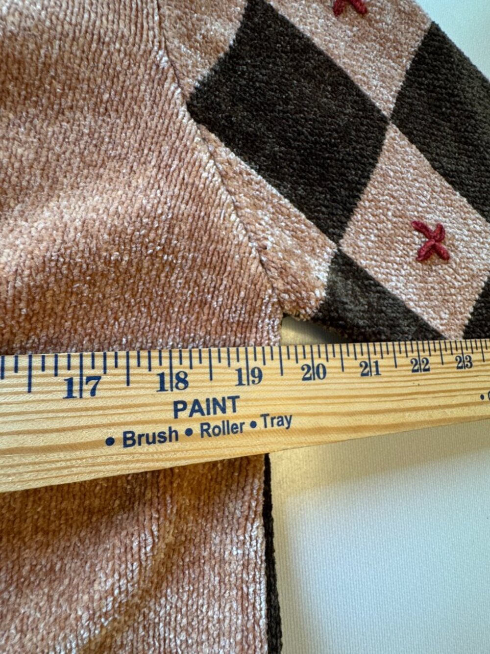 VTG 90s Whimsical Colorblock Patchwork Cardigan Small Green Tan Checkerboard - Picture 8 of 12